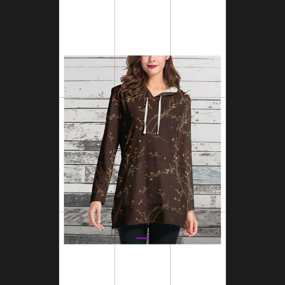 Rust Floral hooded - Kangaroo Pocket